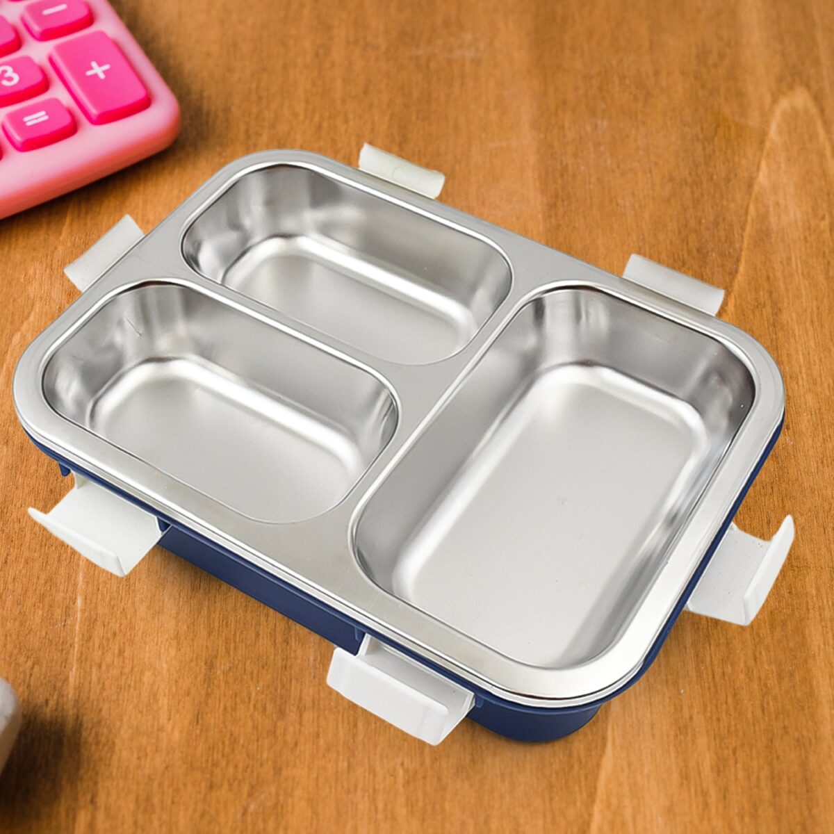 3 Compartment Transparent Stainless Steel Lunch Box for Kids, Tiffin Box, Lunch Box, Lunch Box for Kids, Insulated Lunch Box, Lunch Box for Office Women and Men, Stainless Steel Tiffin Box for Boys, Girls, School Office (Multi Color) - Image 6