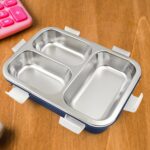 3 Compartment Transparent Stainless Steel Lunch Box for Kids, Tiffin Box, Lunch Box, Lunch Box for Kids, Insulated Lunch Box, Lunch Box for Office Women and Men, Stainless Steel Tiffin Box for Boys, Girls, School Office (Multi Color) - Image 6