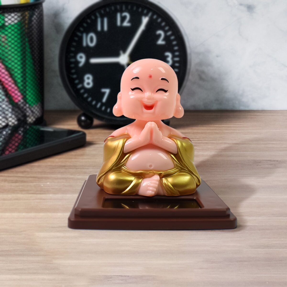 Solar Power Moving Head Buddha Statue Car Ornament (1 Pc / Mix Color) - Image 4