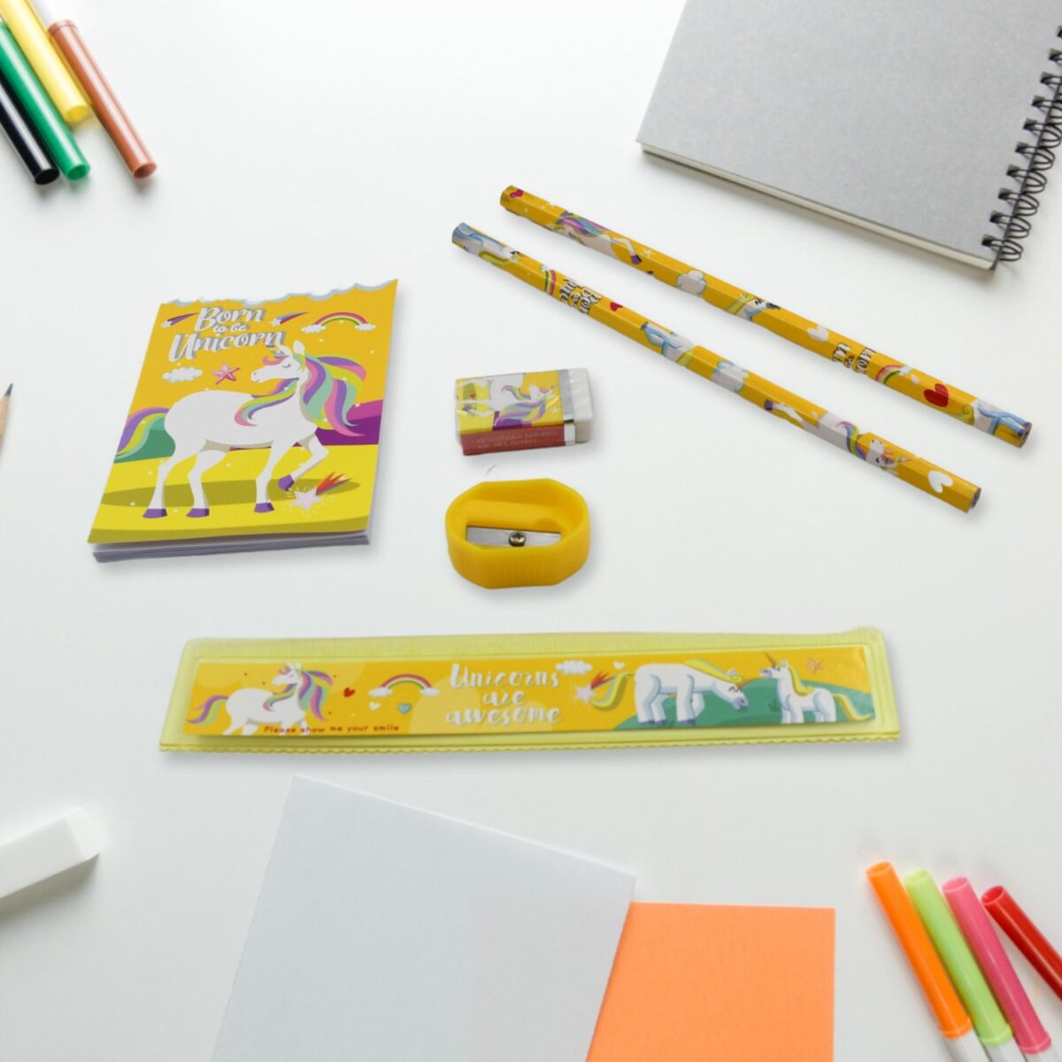 Stationery Set for School & Office with Pencil & Ruler (Gift, 6 Pc) - Image 1