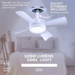 Original Cool LED Socket Fan Light â€“ Ceiling Fan Replacement, 1000 Lumens/5000K, Remote Controlled (Remote Battery Not Included) - Image 5