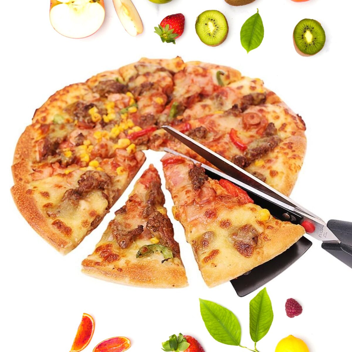 Stainless Steel Pizza Cutter Scissors Plastic Handle with Removable Spatula - Image 4
