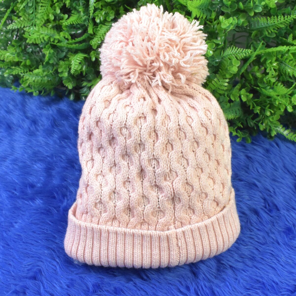 Soft Winter Cap, Woolen Inside Fur Beanie Cap (1 Pc / Mix Design & Color) - Image 1