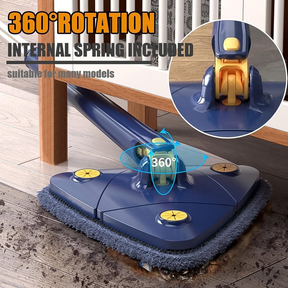 360Ã‚Â° Rotatable Mop Triangle Mop with Long Handle (1 Pc / 113 Cm) - Image 5