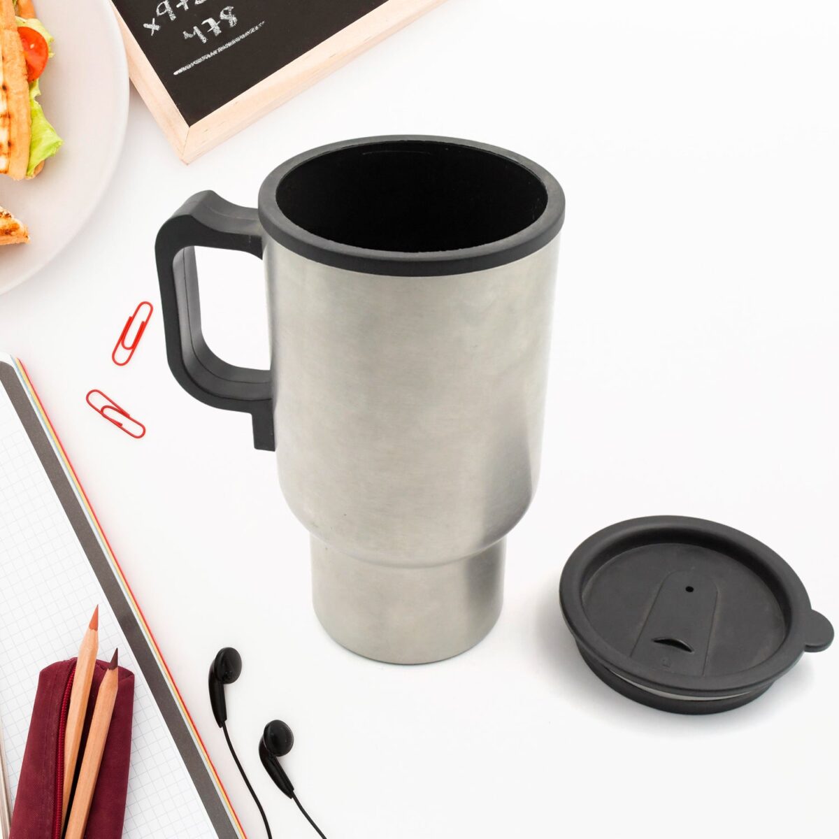 12V Car Charging Electric Kettle Mug (Silver) - Image 1