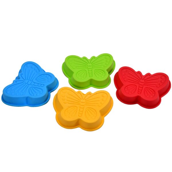 Butterfly Shape Cake Cup Liners I Silicone Baking Cups I Muffin Cupcake Cases I Microwave or Oven Tray Safe I Molds for Handmade Soap, Biscuit, Chocolate, Muffins, Jelly â€“ Pack of 4