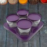 Airtight Plastic 4 Pc Storage Container Set, With Tray Dry Fruit Plastic Storage Container Tray Set With Lid & Serving Tray For Kitchen - Image 6