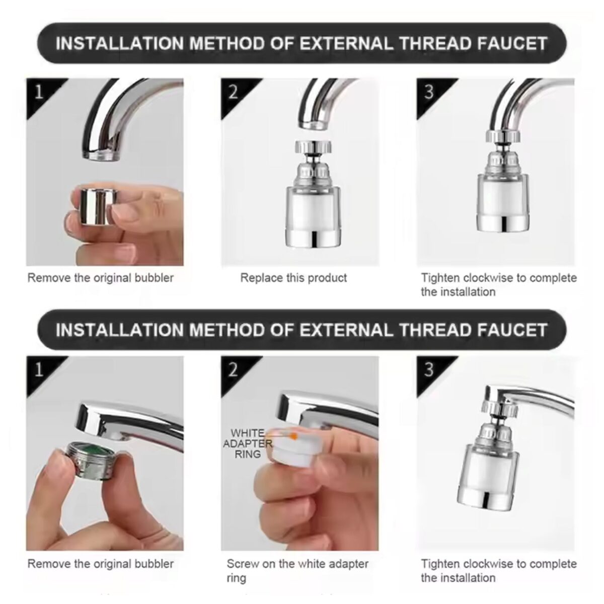 Water Faucet Extender, Swivel Faucet Aerator (1 Pc) - Image 4