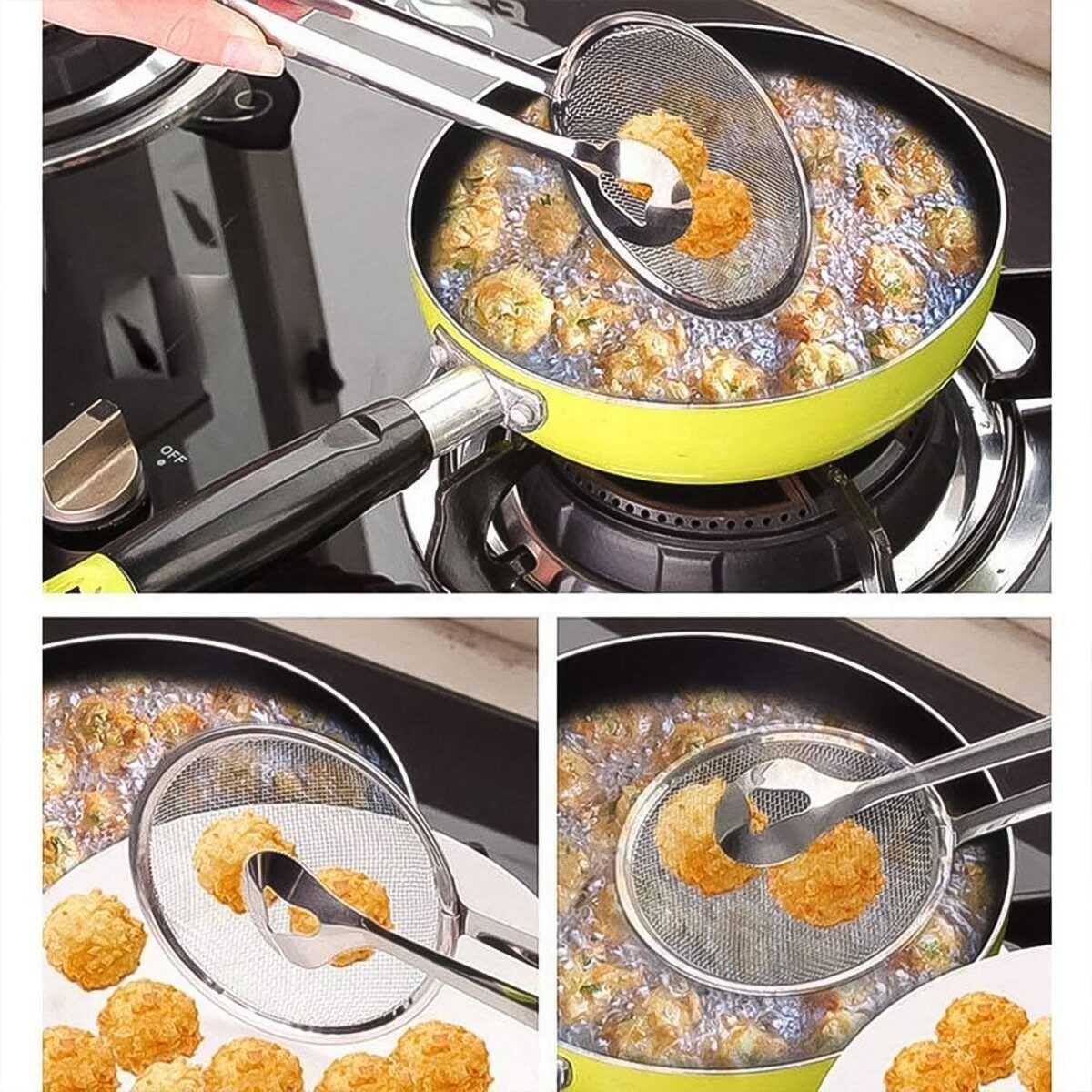 2In1 Stainless Steel Filter Spoon with Clip Food Kitchen Oil-Frying Multi-Functional - Image 9