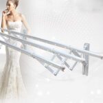 Clothes Rail Rack Clothes Drying Racks, Airer Clothes Drying Rack Wall Mounted Clotheshorse Clothes Airer Washing Cloth Line Extendable Fold Towel Rack Bar for Bathroom Indoor Outdoor - Image 4