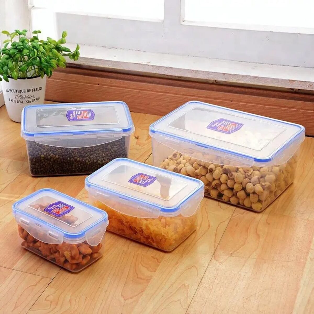 Kitchen Storage Containers Set Ã¢â‚¬â€œ Fridge Storage, Plastic Organizer, Snap-Seal Lunch Box (5 Pcs Set) - Image 5