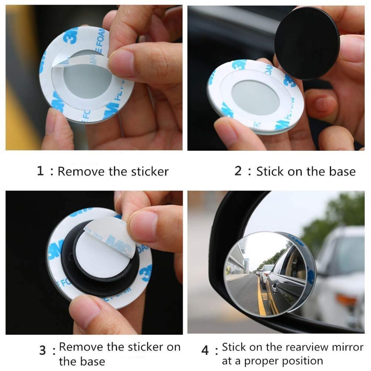 Blind Spot Round Wide Angle Adjustable Convex Rear View Mirror - Pack of 2 - Image 3