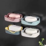 Plastic Soap Dish Holder for Bathroom Shower Wall Mounted Self Adhesive Soap Holder Saver Tray-Plastic Sponge Holder for Kitchen Storage Rack Soap Box, Bathroom (1 Pc) - Image 5