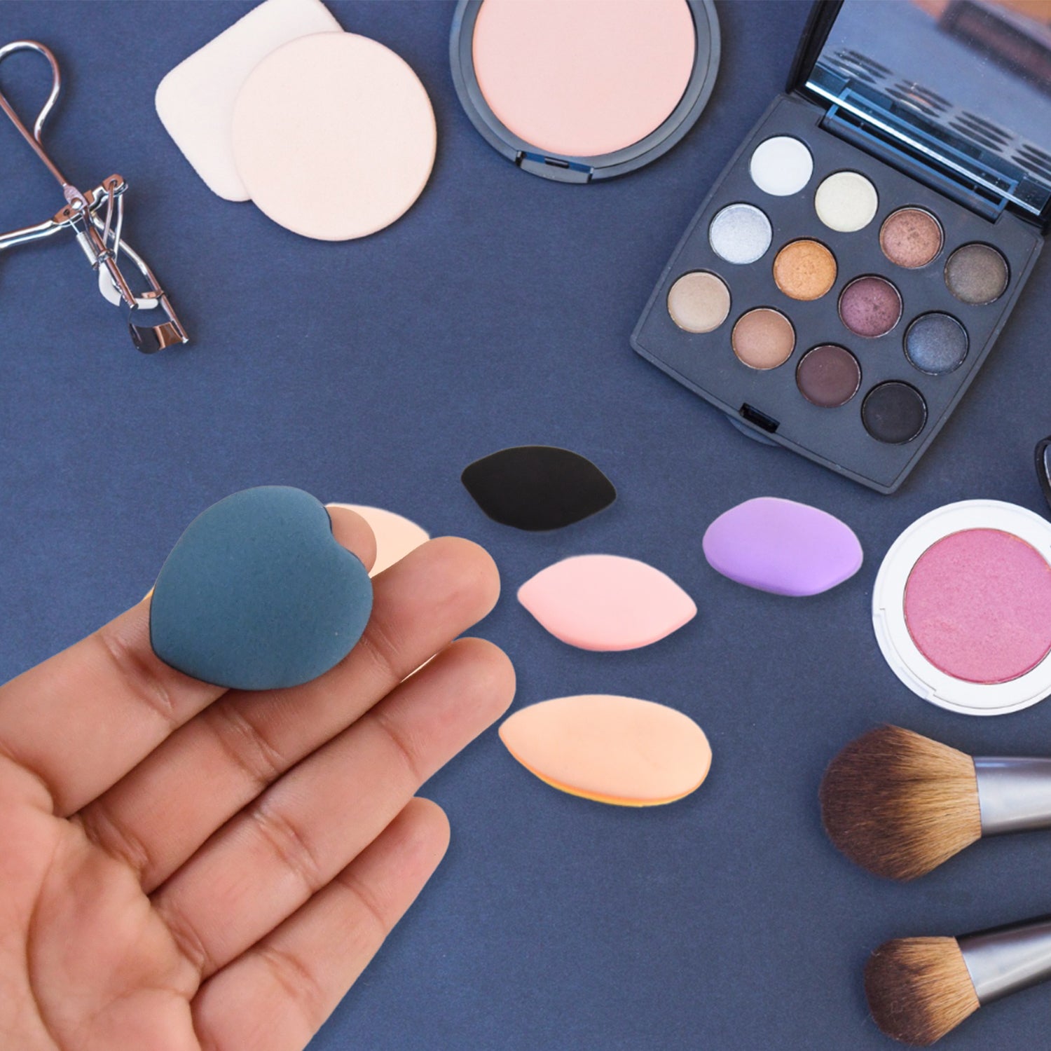 03_9ecc2639-a5c8-48ca-95a3-800f554fa048.jpg Mini Finger Makeup Powder Puff (Multicolour, 8 Pcs Set) - Image 4