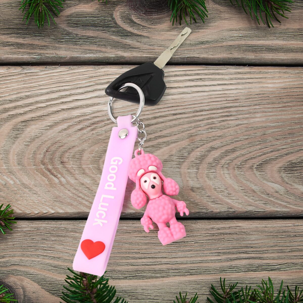 Cute Cartoon Silicone 3D Key Chain with Metal Hook & Strap (Pack of 1) - Image 4
