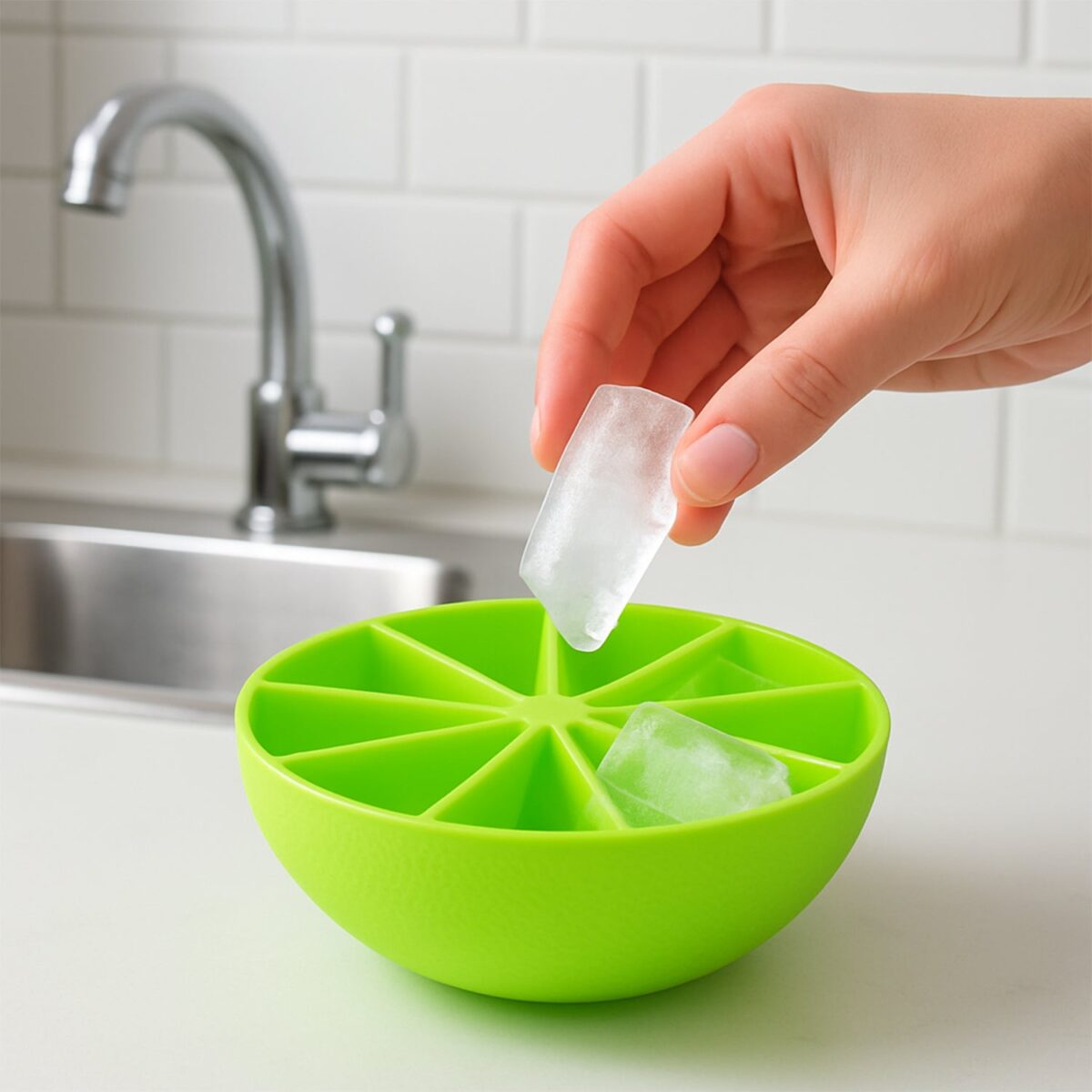 Lemon Shape Flexible Silicone Ice Cube Tray Ã¢â‚¬â€œ 8-Slot Round Ice Mold (1 Pc) - Image 3