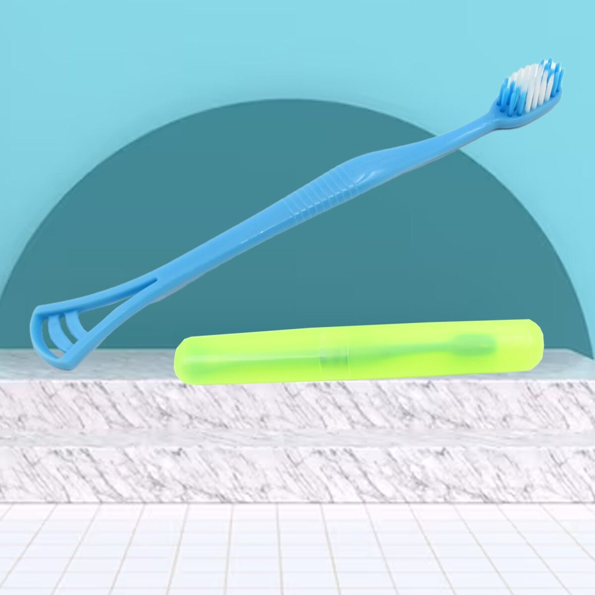 2-in-1 Soft Toothbrush & Tongue Cleaner for All Ages (1 Pc, With Cover) - Image 4
