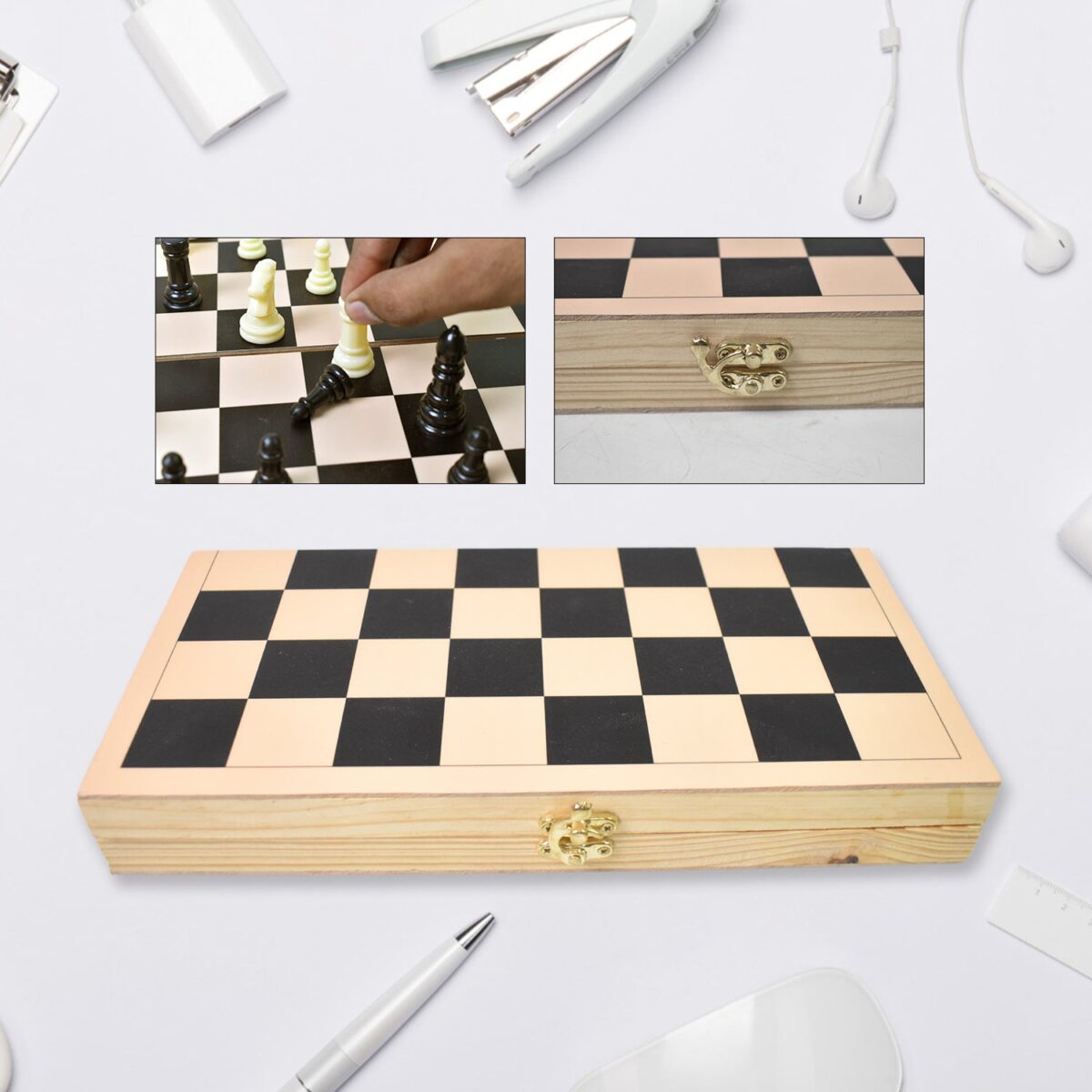 Folding Wooden Chess Board Set (30 Ãƒâ€” 30 Cm / 1 Set) - Image 4