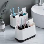 6 Compartment Multi Purpose Organizer Toothbrush Holder Stand Plastic Caddy (1 Pc) - Image 5