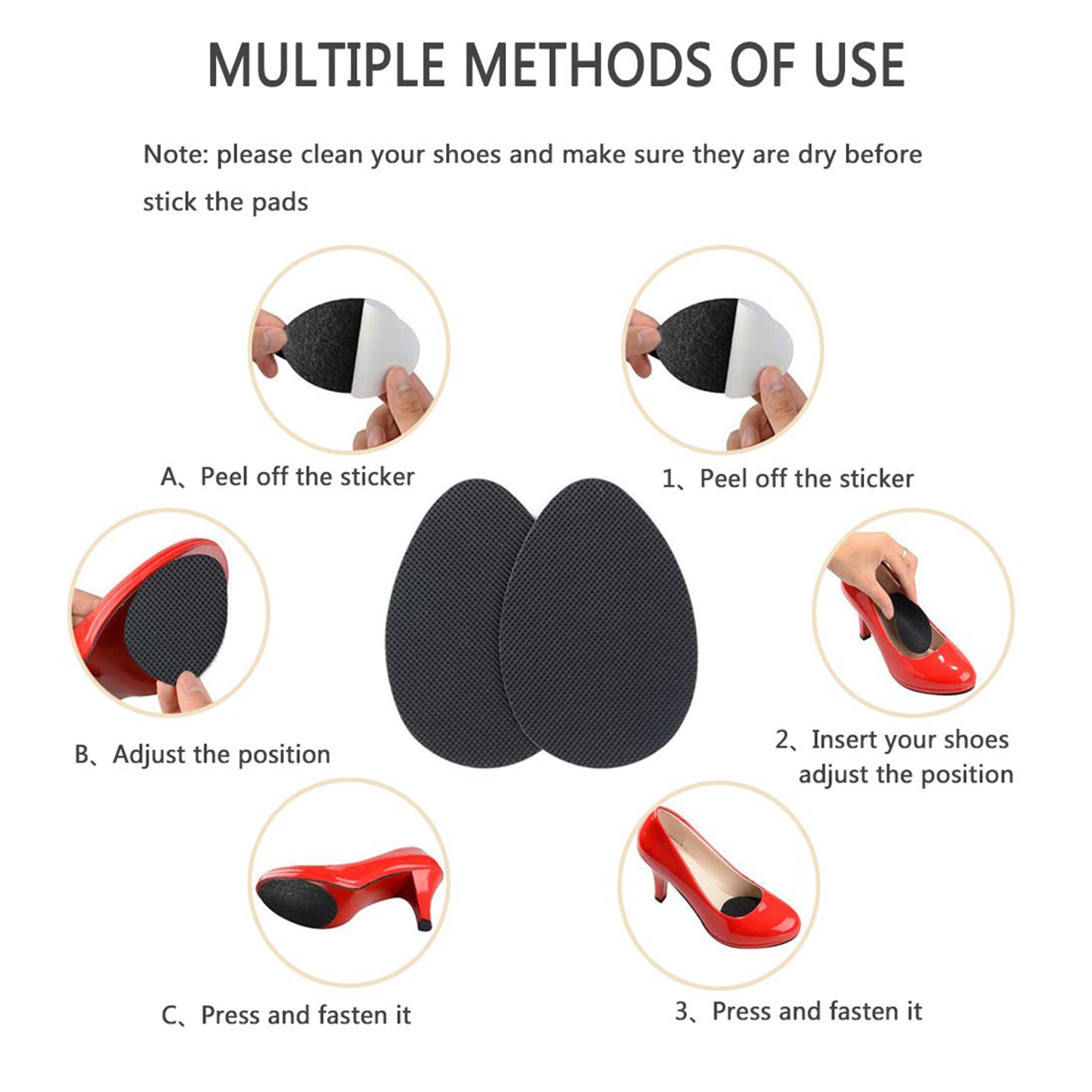 03_ae8cfda8-89c0-4781-a999-7fab805c8a62.jpg Self Adhesive Anti Slip Grip Sticker For Shoes, Sandals, Heels (1 Pc) - Image 4