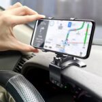 Car Phone Holder Clip Mount 360 Degree Rotation Dashboard Rear View Mirror Sun Visor Smartphone HUD Navigation Fold Stand Plastic Black Compatible For All Smart Phones - Image 7