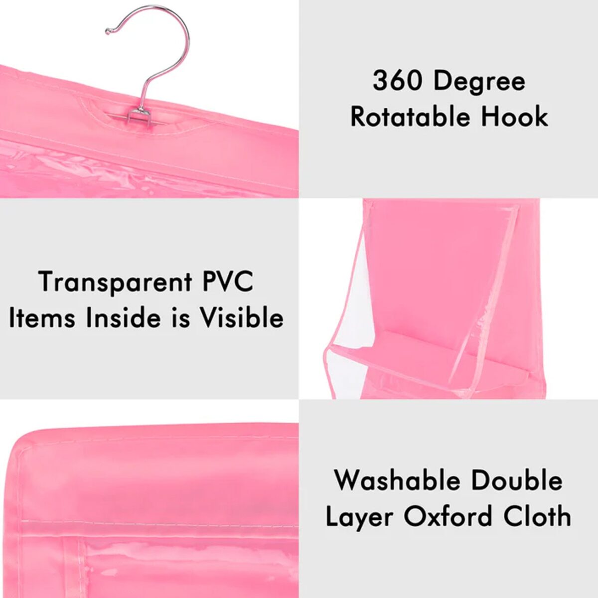 6 Pockets Hanging Purse Handbag Organizer Clear Hanging Shelf Bag (1 Pc) - Image 3
