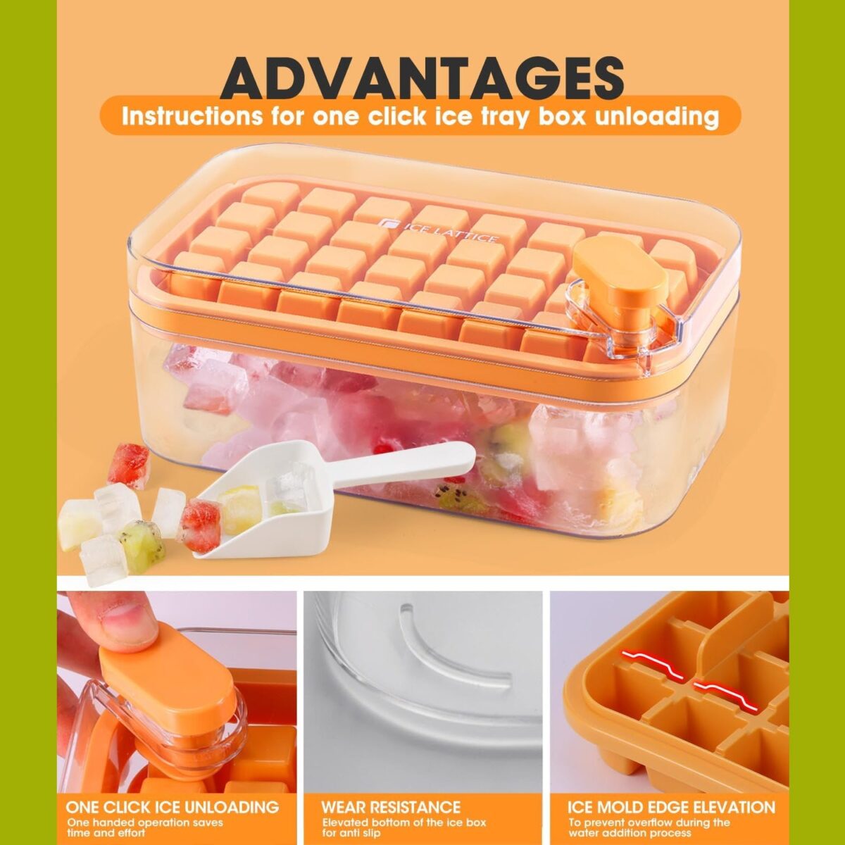 Ice Cube Tray with Lid 32 Grid, Storage Box Kitchen Bar Tool (1 Pc) - Image 4