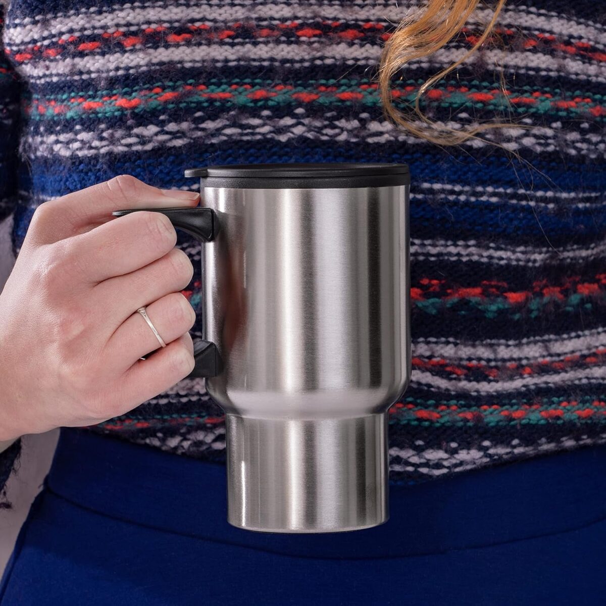 Stainless Steel Vacuum Glass Insulated Glass Coffee Cups (With Lid & Handle / 1 pc) - Image 6