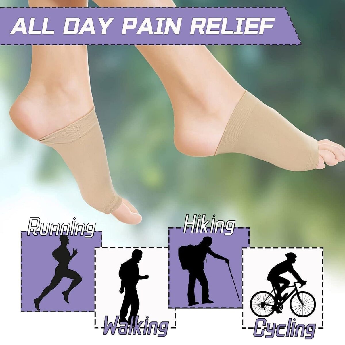 Foot Arch Support for Men & Women | Medial Arch Support for Flat Feet Correction Sleeve with Cushion | Plantar Fasciitis Leg Foot Pain Relief Product | Foot Care for Orthopedic Shoes Slippers, (1 Pair) - Image 3