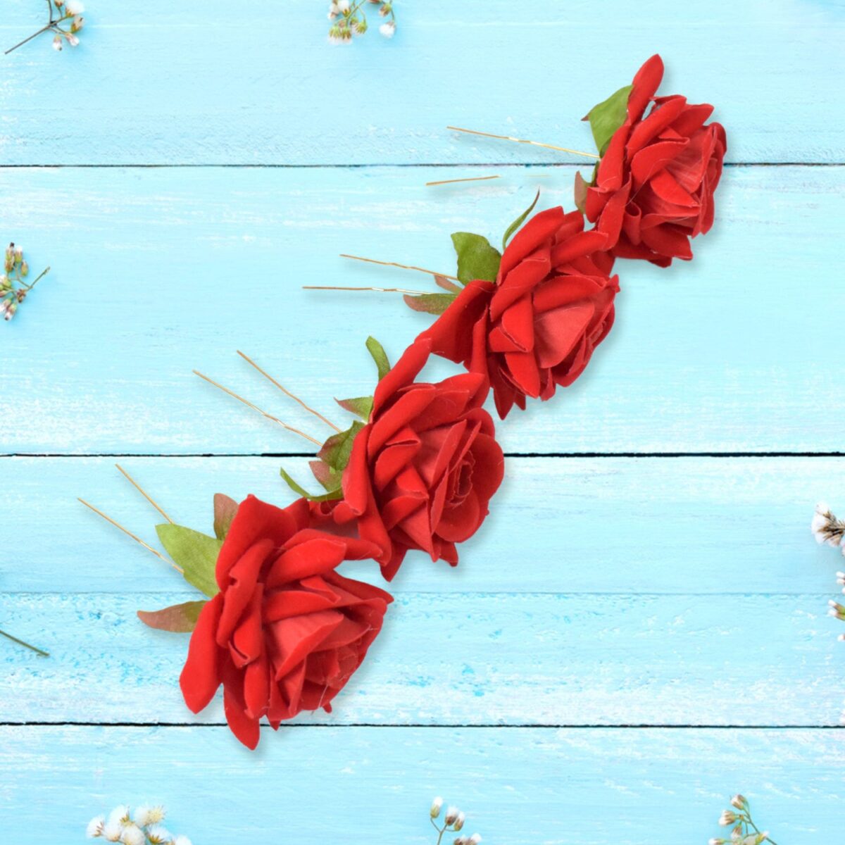 Hair Clip Red Rose Bridal Hair Pins Rose (12 Pcs Set / Red Color Only), Hair accessories - Image 4