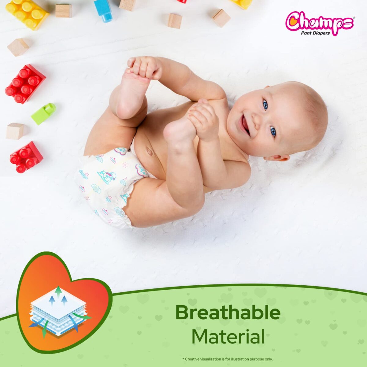 Champs Soft and Dry Baby Diaper Pants  78 Pcs (Small Size  S78) - Image 7