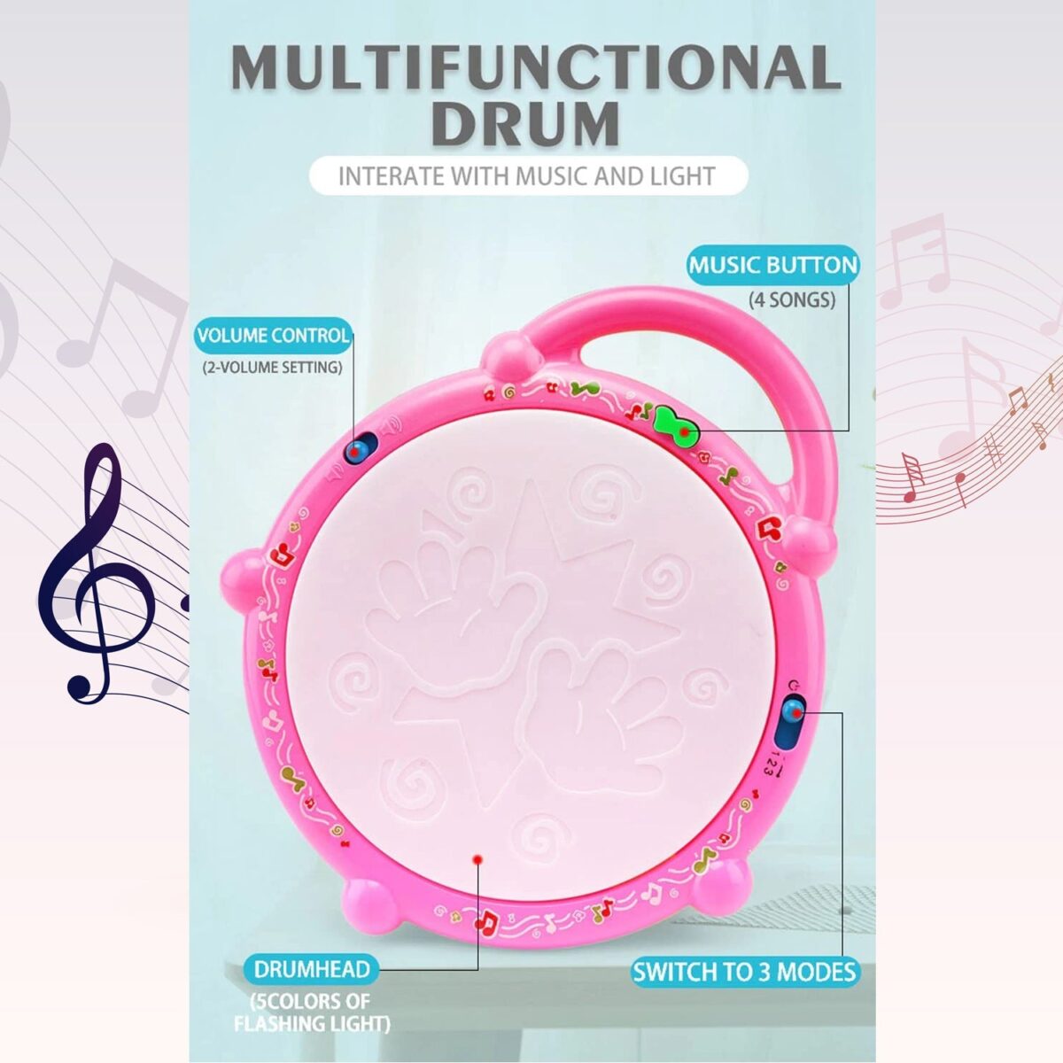 Flash Drum Toy Ã¢â‚¬â€œ Colorful Musical Drum with Light Effects, Best Gift for Kids - Image 6