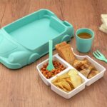 Kid's Car Shaped Plates Cup / Lunch Box Dinnerware Set (4 Pcs Set / 1000 ML Lunch Box) - Image 3