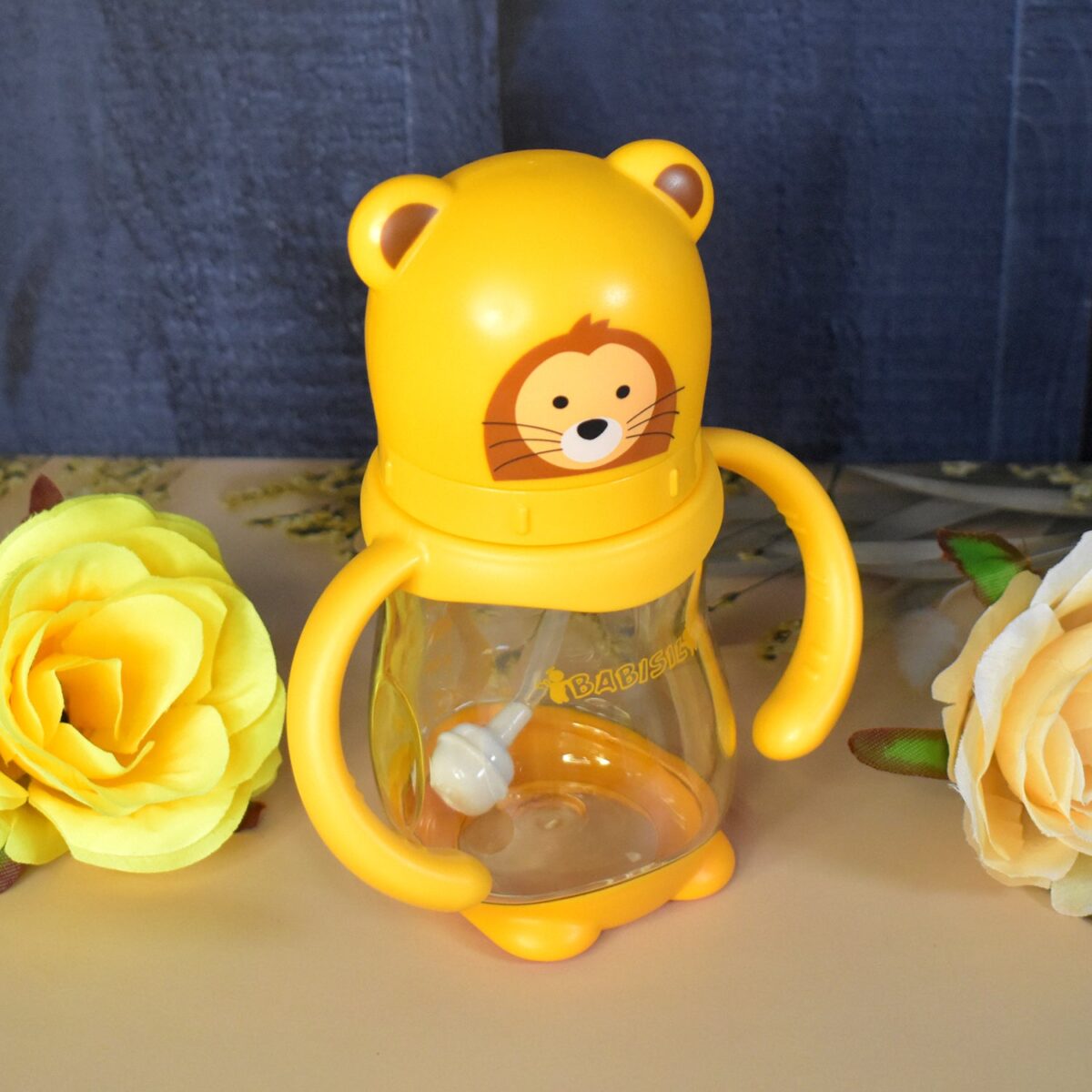 Baby Feeding Bottle with Handles & Straw (Mix Design, Size & Color / 1 Pc) - Image 6