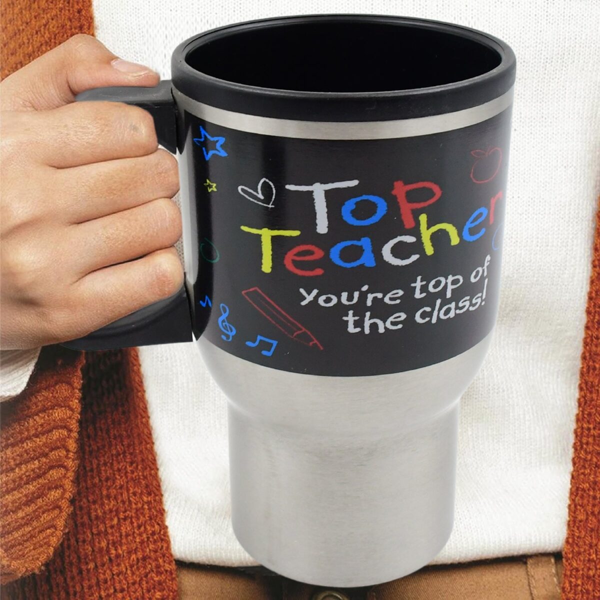 Stainless Steel Insulated Travel Mug - Double-Walled Vacuum Cup with Lid & Handle - Image 3