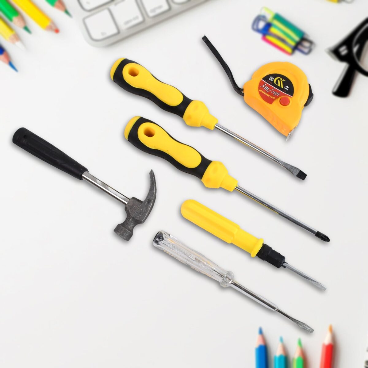 6 in 1 Hand Tool Kit Repair Home Screwdrivers Tool Kit with Tools Including Daily - Image 4
