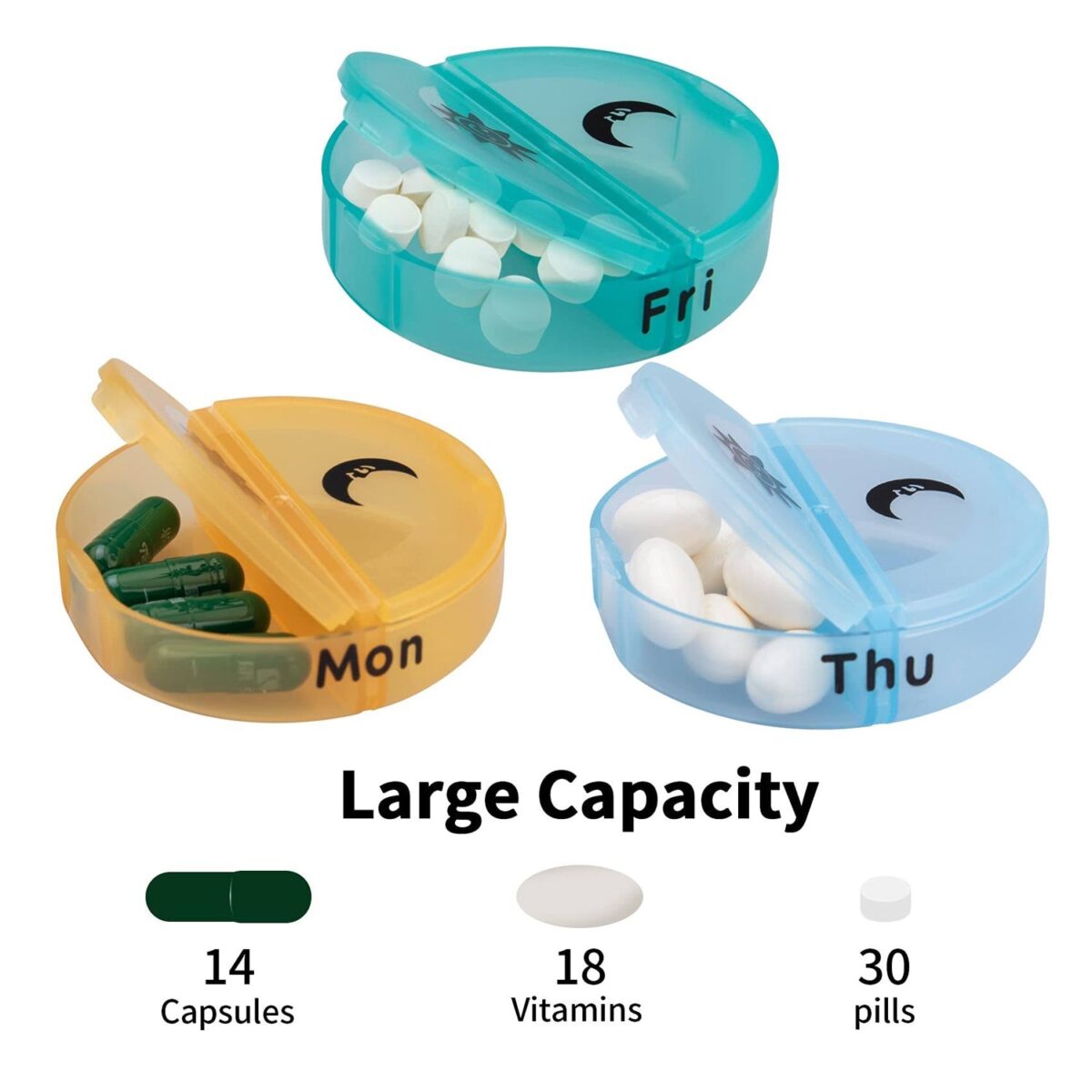 Weekly Pill Organizer 2 Times a Day Travel 7 Day Pill Box Twice a Day Daily Medicine Pill Case with Large Compartments - Image 6