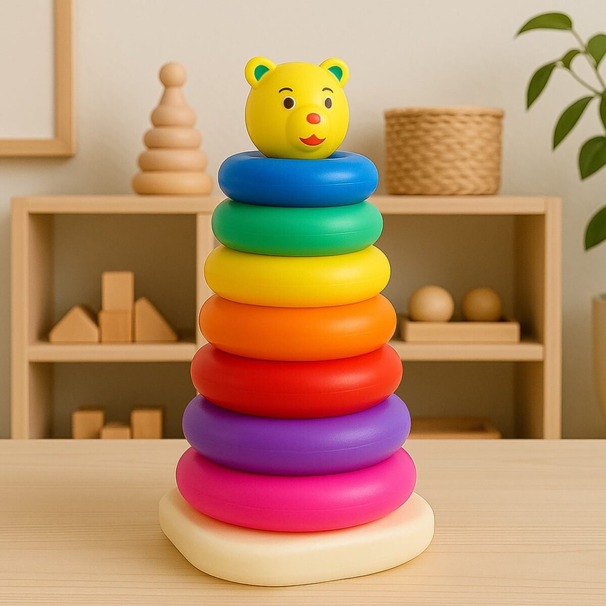 Plastic Baby Kids Teddy Stacking Ring Jumbo Stack Up Educational Toy 7pc - Image 6