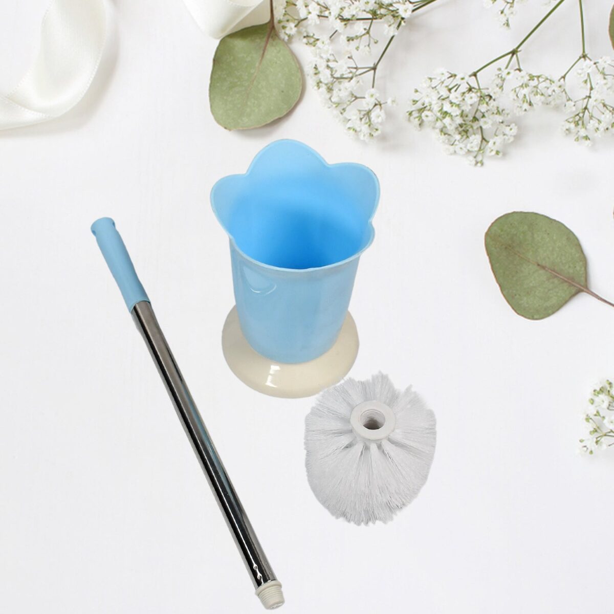Premium Toilet Plastic Brush with Holder Stand Western and Indian Toilet Bathroom Cleaning - Image 1