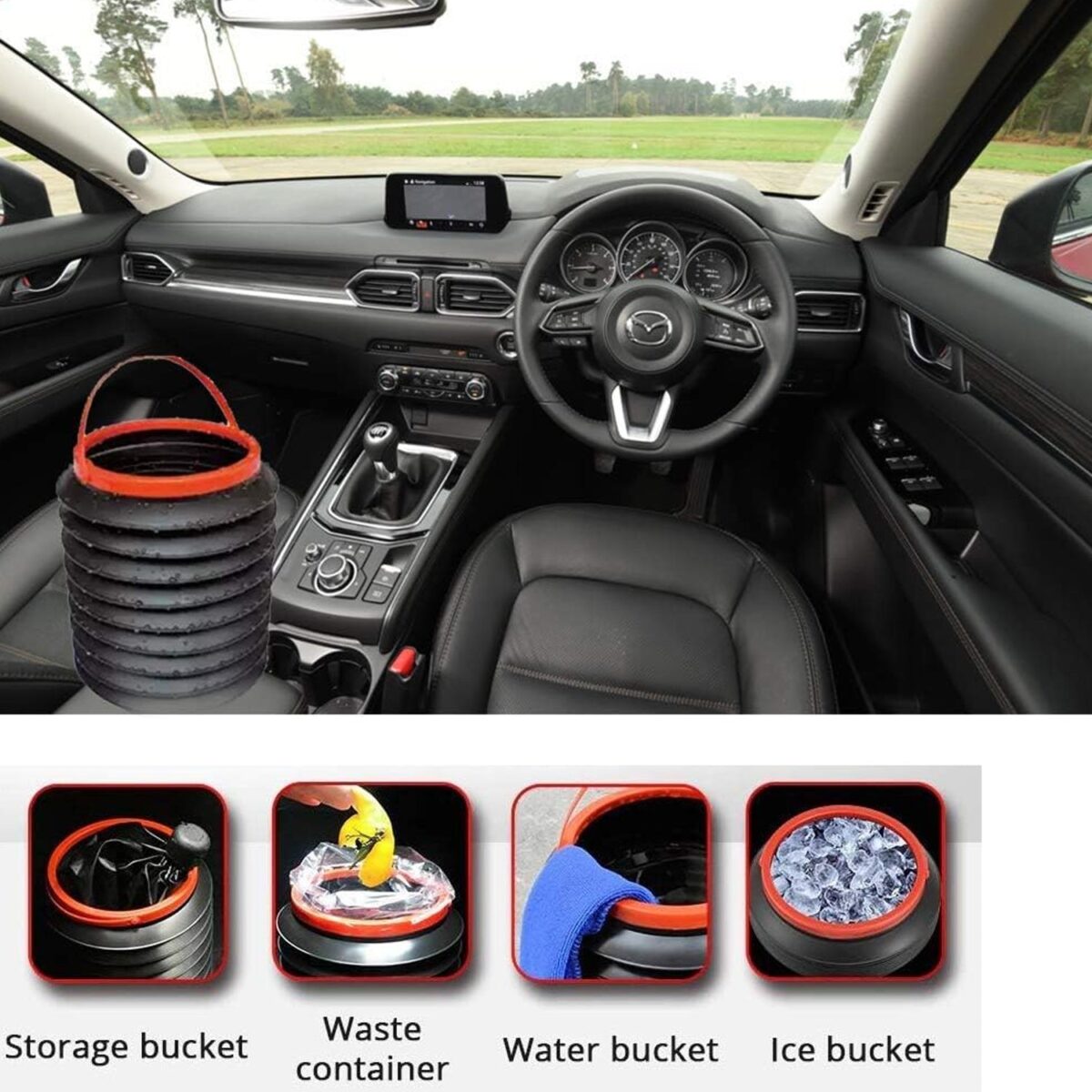 Foldable Storage Bucket, Water Container & Dustbin Multiuse bucket ( red ) - Image 6