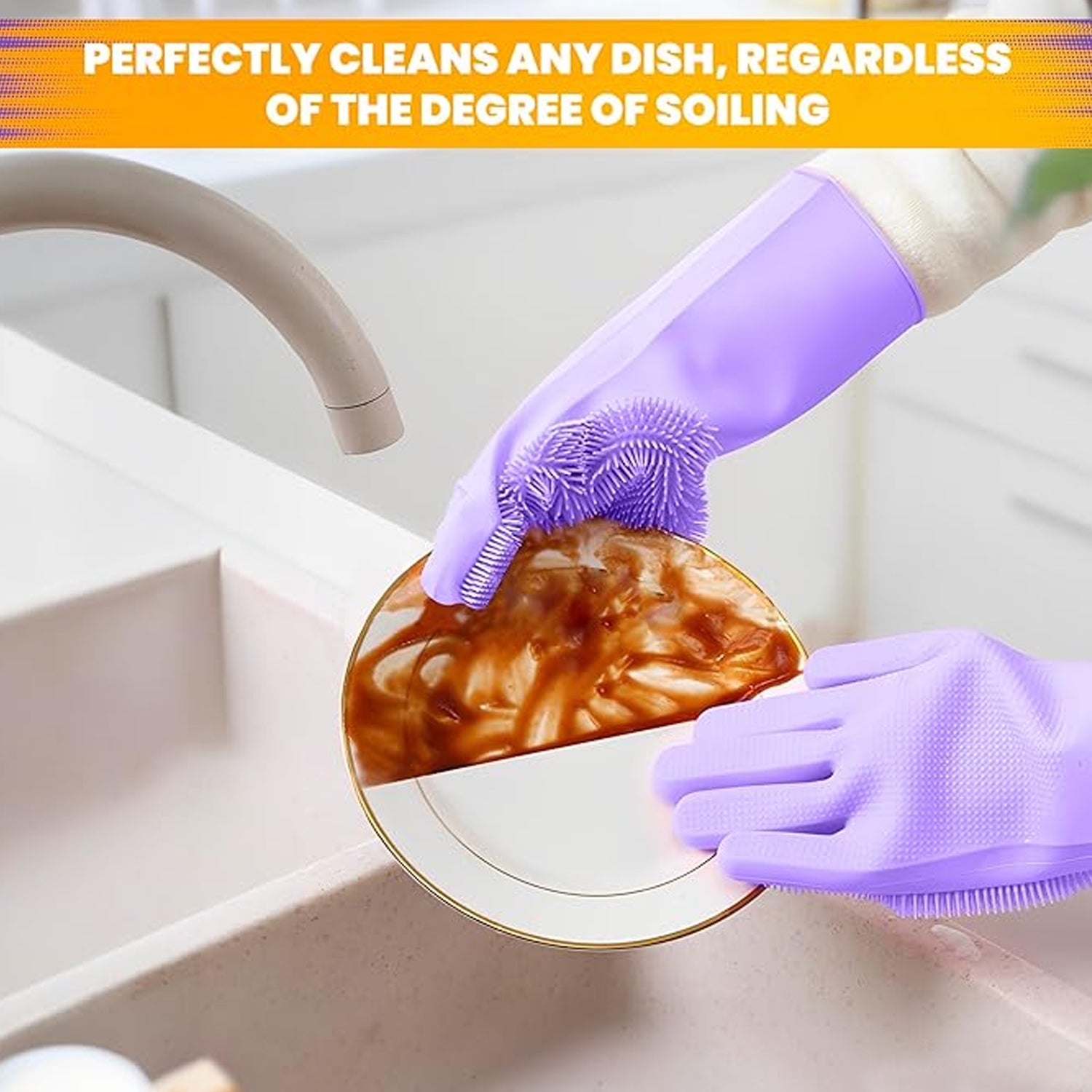 04_057ca92f-57ad-4ad6-bb4a-af902c78bf80.jpg Single Left-Handed Silicone Dishwashing Glove: Scrubber, Reusable, Kitchen Cleaning - Image 3