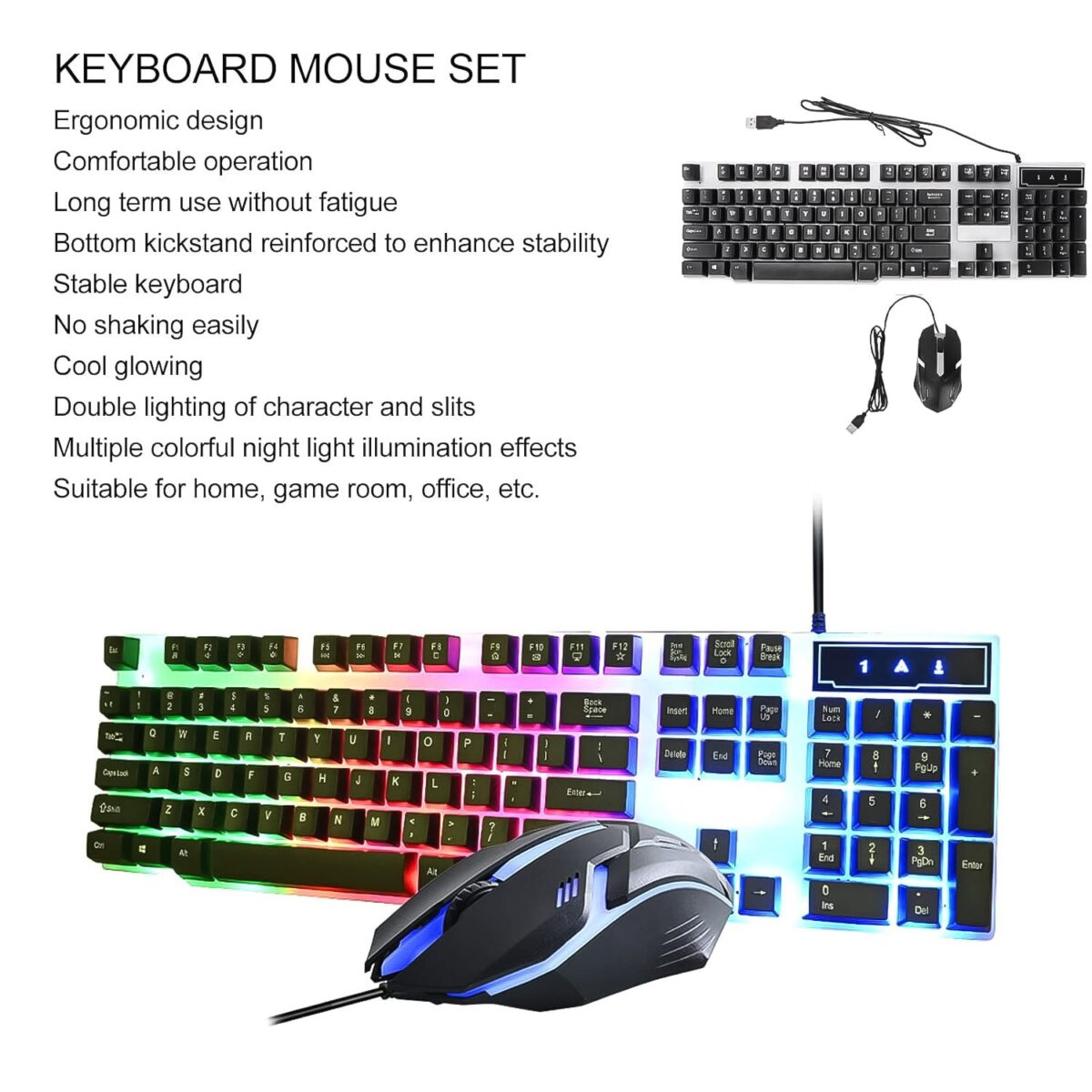 104 Key Colorful Lighting Keyboard Mouse Set (2 Pc Set) - Image 8