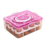 2Layer, 32 Grid Egg Tray with Lid Egg Carrier Holder for Refrigerator, Camping Food Storage Container with Handle (1 Pc ) - Image 4