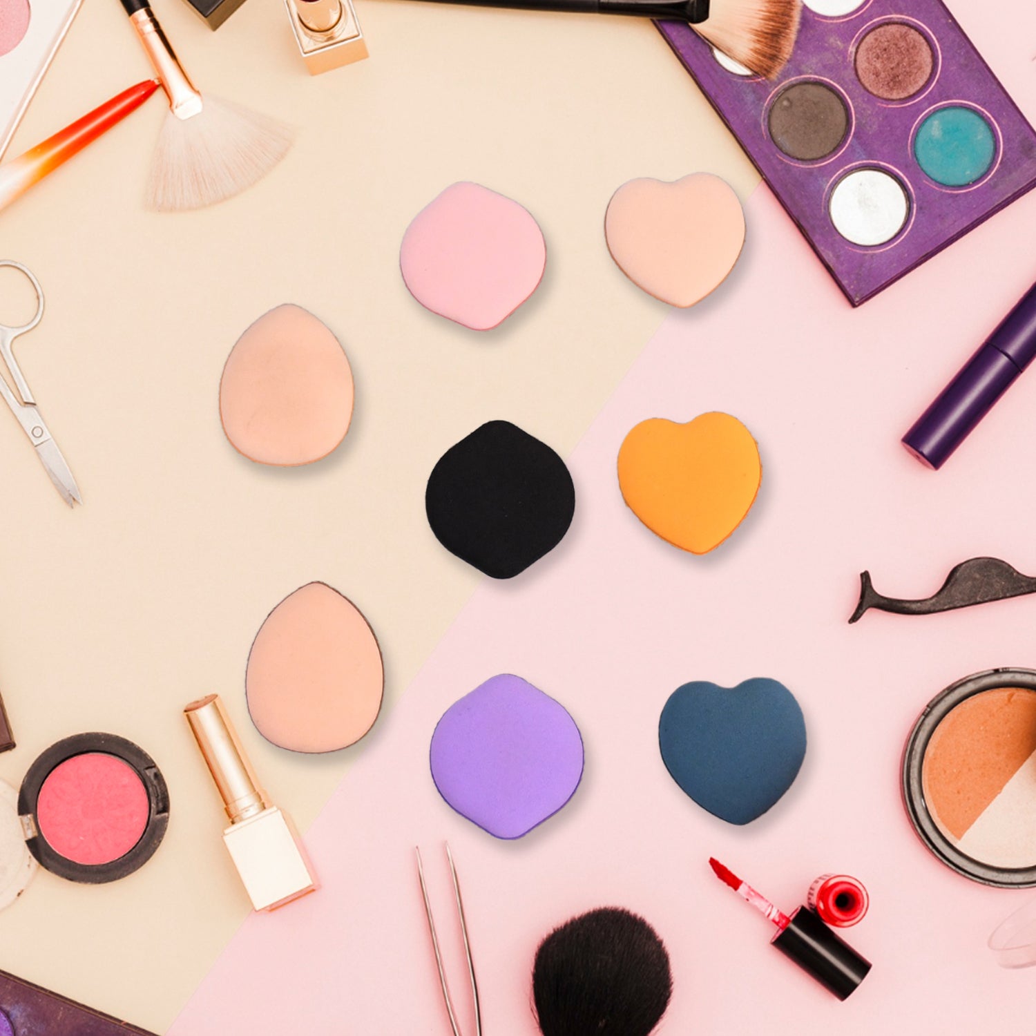 04_16362bef-1989-46f4-8410-362f0cb28a77.jpg Mini Finger Makeup Powder Puff (Multicolour, 8 Pcs Set) - Image 6