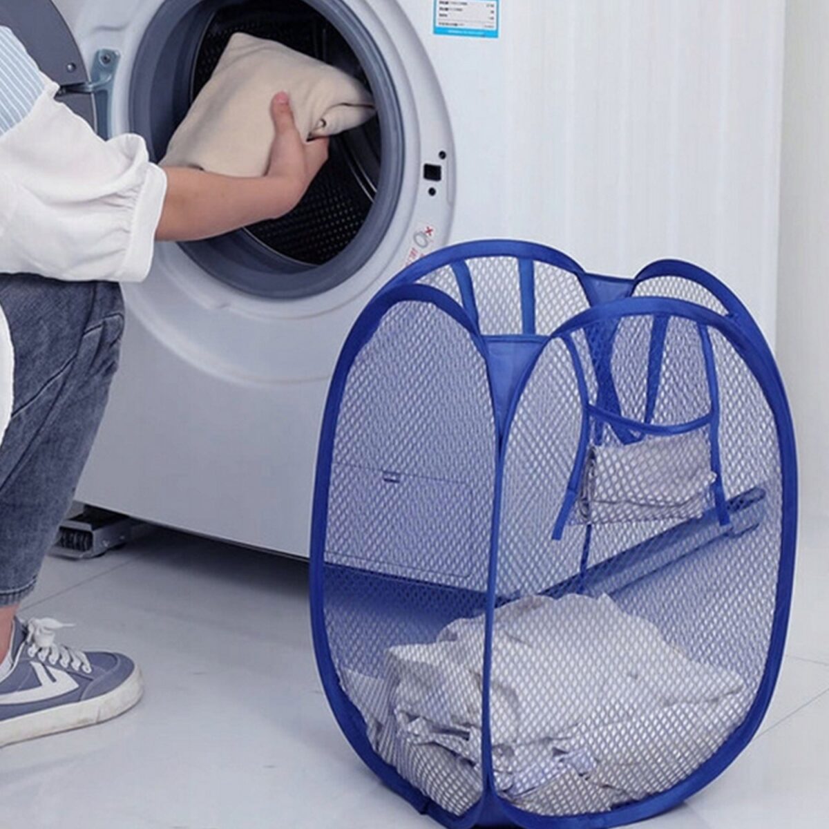 Foldable Collapsible Mesh Laundry Bag Pack Of 1 (Mix Color) - Image 4