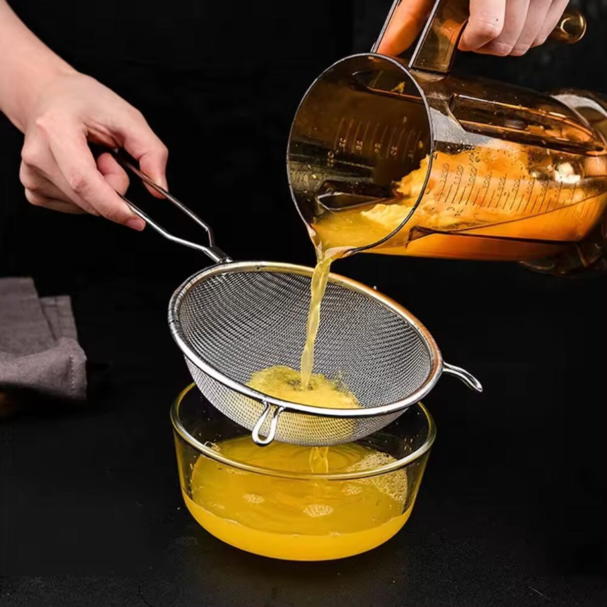 Big Mesh Strainer With Handle Stainless Steel Oil Straine, Mesh Sieve Strainer(1 Pc) - Image 3