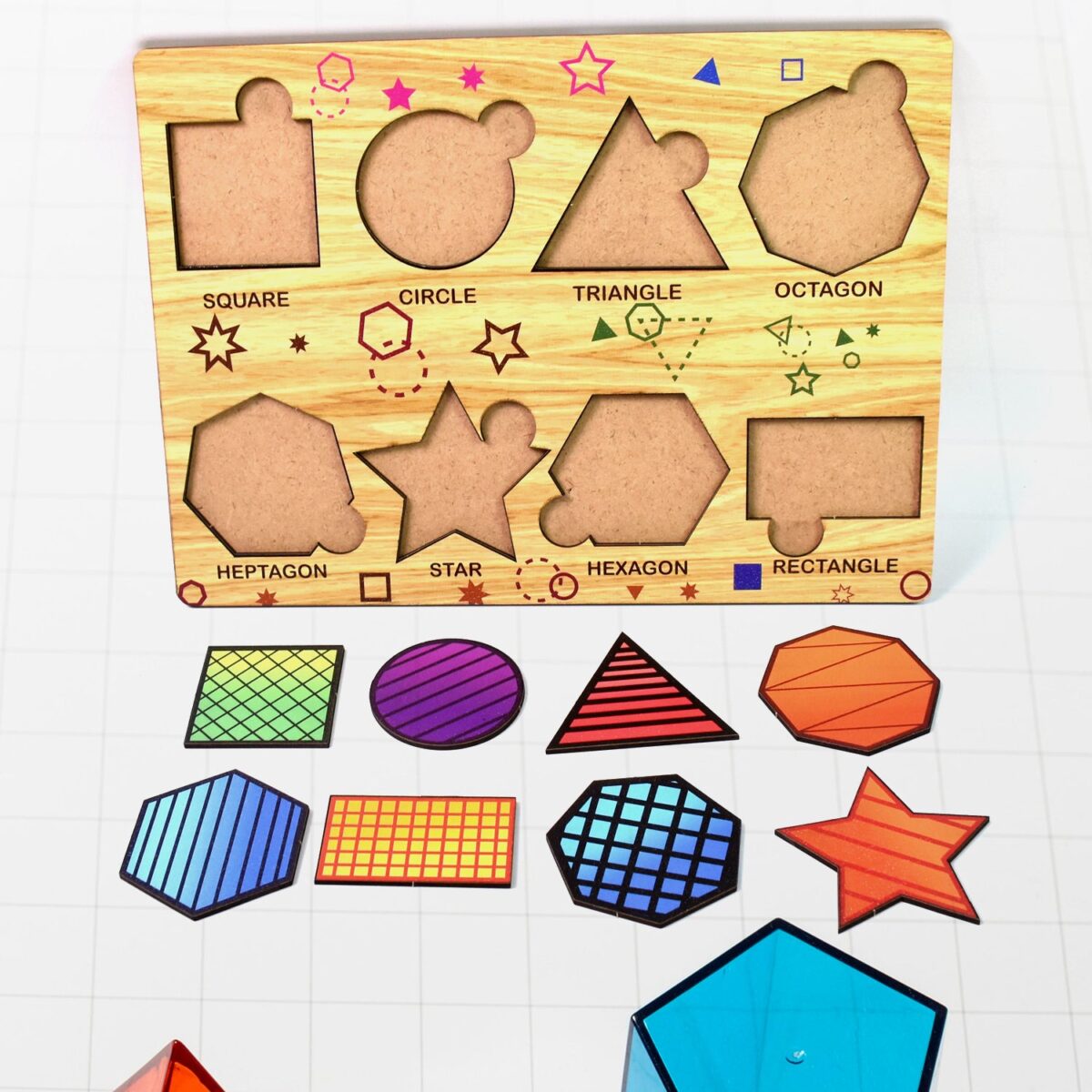 Wooden Triangles Puzzle Learning Educational Board (1 Set / 28Ãƒâ€”20 Cm) - Image 3