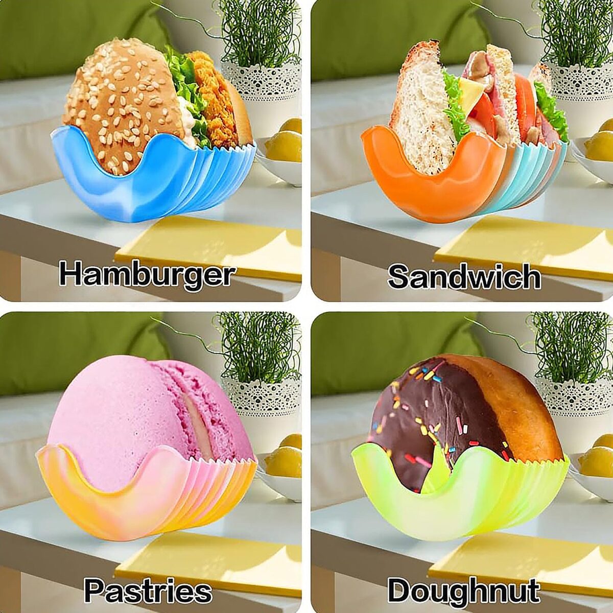 Silicone Burger Holder Snack Holder Reusable Burger Holder - Image 4