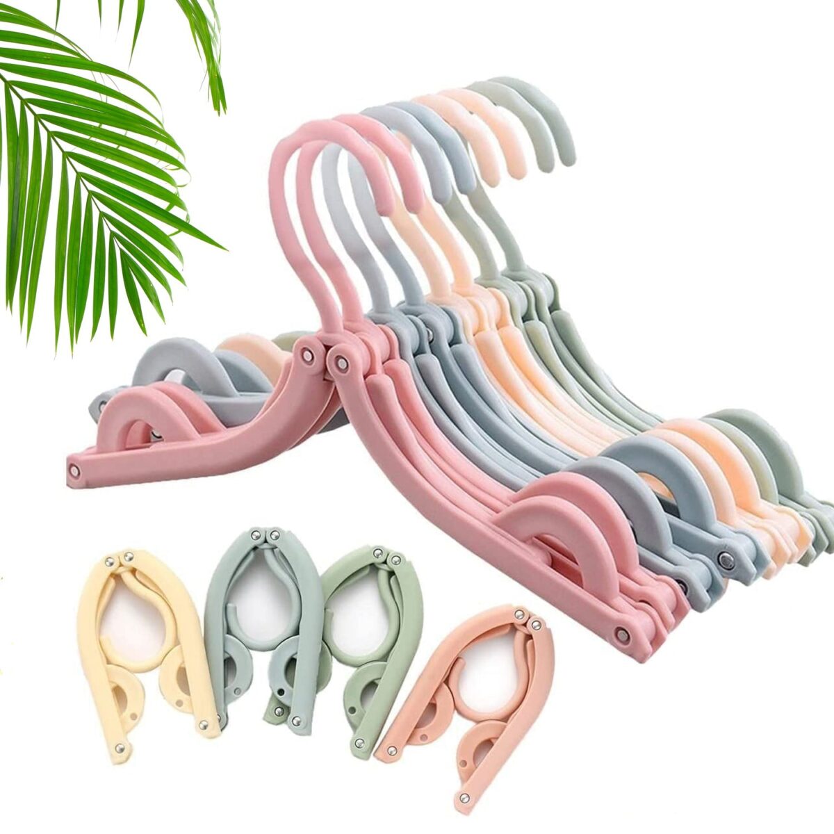 10 Pcs Portable Folding Clothes Hanger Creative Travel Easy to Carry Clothes Hanger for Adults and Children - Image 1