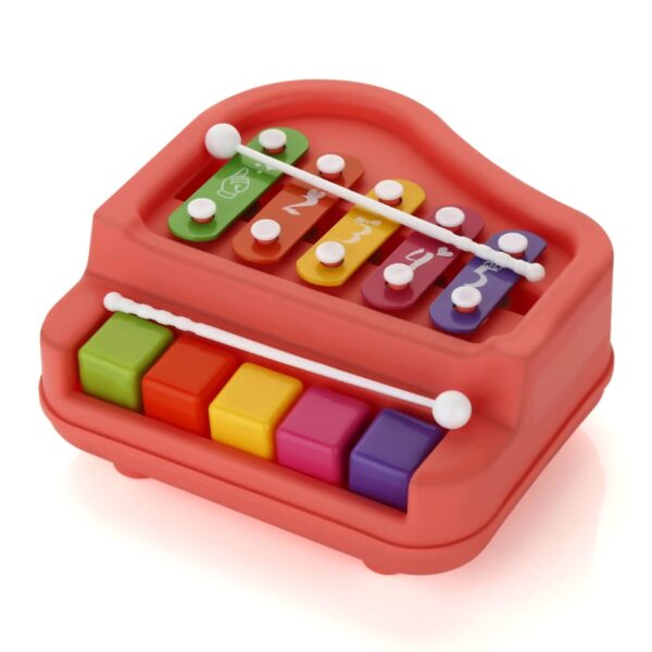 2 in 1 Baby Piano Xylophone Toy for Toddlers, 5 Multicolored Key Keyboard Xylophone Piano, Preschool Educational Musical Learning Instruments Toy for Baby Kids Girls Boys 3+ YearsÂ (1 Pc)